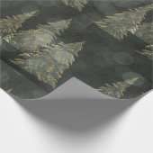 Elegant Gold Fairylight Pine Trees Kerstmis Cadeaupapier (Hoek)