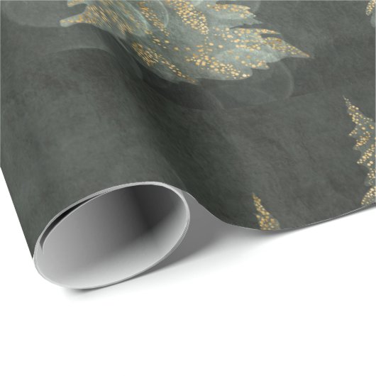 Elegant Gold Fairylight Pine Trees Kerstmis Cadeaupapier (Rol Hoek)