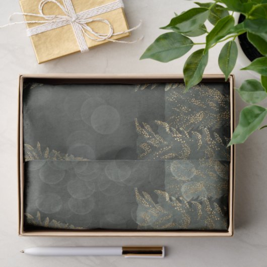 Elegant Gold Fairylight Pine Trees Kerstmis Tissuepapier (Geschenk)