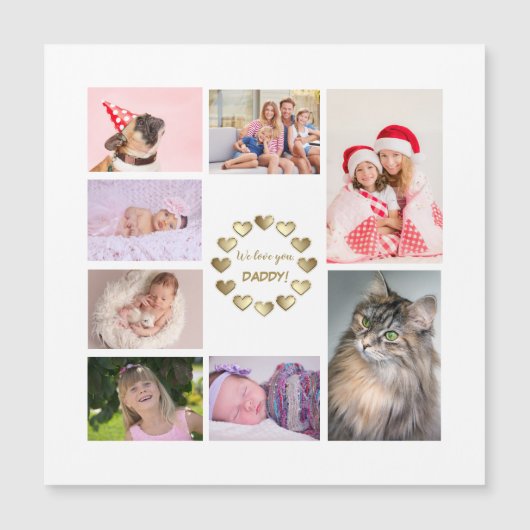 Elegant Gold Family Foto Collage Father's Day (Voorkant)