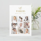 Elegant Gold Family Multi Photo Grid | Kerstmis Feestdagenkaart (Staand voorkant)