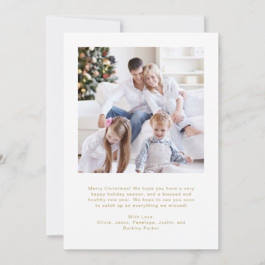 Elegant Gold Family Multi Photo Grid | Kerstmis Feestdagenkaart (Achterkant)