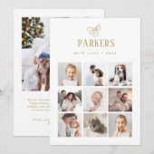 Elegant Gold Family Multi Photo Grid | Kerstmis Feestdagenkaart (Voorkant / Achterkant)