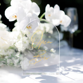 Elegant Gold Faux Foil Arch Acrylic Open Bar Sign Acryl Uitnodigingen