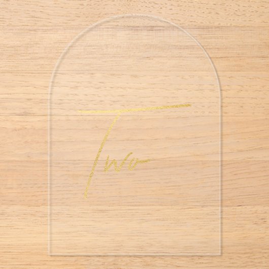 Elegant Gold Faux Foil Arch Acrylic Table Number Acryl Uitnodigingen (Voorkant)
