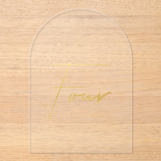 Elegant Gold Faux Foil Arch Acrylic Table Number Acryl Uitnodigingen (Voorkant)