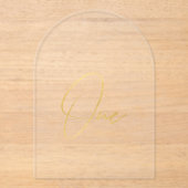 Elegant Gold Faux Foil Arch Acrylic Table Number Acryl Uitnodigingen (Voorkant)