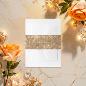 Elegant Gold Faux Glitter Wedding Invitation Uitnodigingen Wikkel