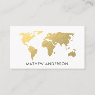 ELEGANT GOLD FAUX KRAFT WERELDKAART PERSONALISEERD VISITEKAARTJE