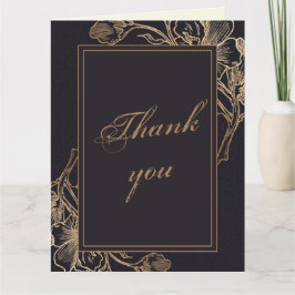 Elegant Gold Faux Metal Floral Foto Weddenschap Bedankkaart