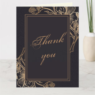 Elegant Gold Faux Metal Floral Foto Weddenschap Bedankkaart