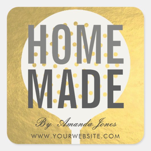 ELEGANT GOLD FAUX SKIMMER CHEF COOKING HOMEMAMAED VIERKANTE STICKER (Voorkant)