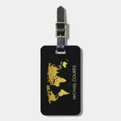 Elegant Gold Faux Travel Wereldkaart gepersonalise Bagagelabel (Voorkant verticaal)