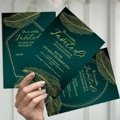 Elegant Gold Feather Geometric Invitation Card On Kaart