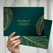 Elegant Gold Feather Geometric Invitation Card On Kaart