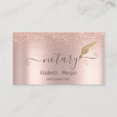 Elegant Gold Feather Notary Roos Gold Glitter Visitekaartje (Voorkant)