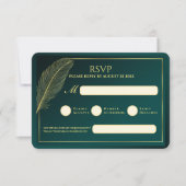 Elegant Gold Feather RSVP Card Template Kaartje (Voorkant)