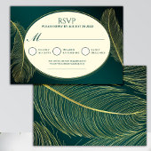 Elegant Gold Feather RSVP Card Template Kaartje