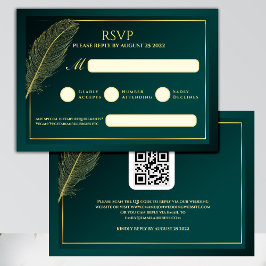Elegant Gold Feather RSVP Card Template Kaartje