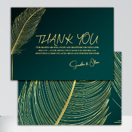 Elegant Gold Feather Thank You Card Bedankkaart