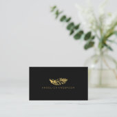 Elegant Gold Feather Visitekaartje (Staand voorkant)