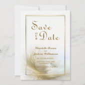 Elegant Gold Feather Wedding Save the Date (Voorkant)