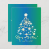 Elegant Gold Festive Holiday Tree Merry kerst Feestdagenkaart (Voorkant / Achterkant)