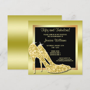 Elegant Gold Fifty & Fabulous verjaardagsfeestje Kaart