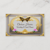 Elegant Gold Filigree Beauful Butterfly & Rozen Visitekaartje (Voorkant)