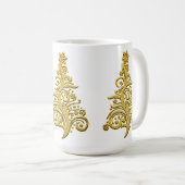 Elegant Gold Filigree Holiday kerstboom Koffiemok (Voorkant rechts)