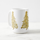 Elegant Gold Filigree Holiday kerstboom Koffiemok (Voorkant links)