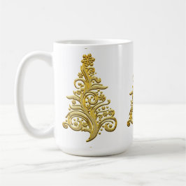 Elegant Gold Filigree Holiday kerstboom Koffiemok