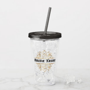 Elegant Gold Filigree Lijst Monogram bruiloft Acryl Drinkbeker