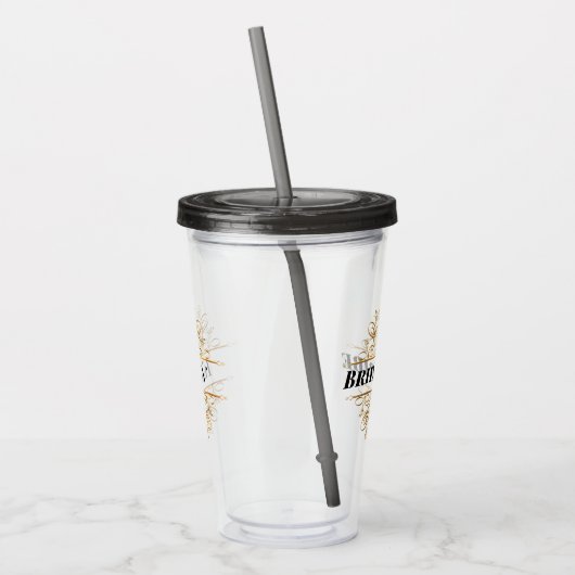 Elegant Gold Filigree Lijst| Monogram bruiloft Acryl Drinkbeker (Links)