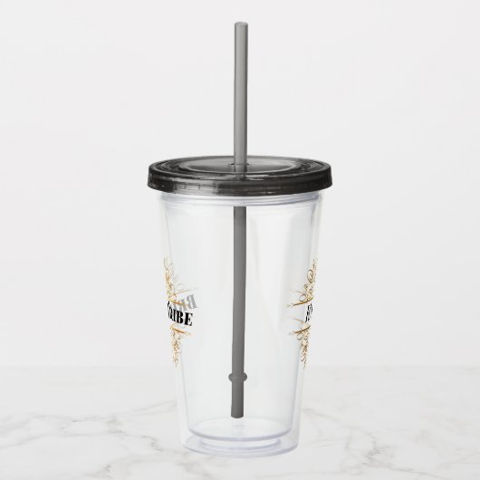 Elegant Gold Filigree Lijst| Monogram bruiloft Acryl Drinkbeker (Rechts)