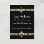 Elegant Gold Filigree Trim Visitekaartjes (Achterkant)