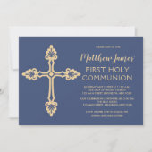 Elegant Gold First Community Invitation for Boys Kaart (Voorkant)