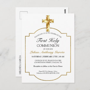 Elegant Gold First Heilige Communauteit Uitnodigin Briefkaart