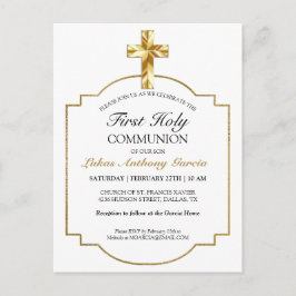 Elegant Gold First Heilige Communauteit Uitnodigin Briefkaart