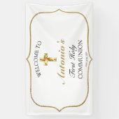 Elegant Gold First Heilige Communauteit Welkom Spandoek (Verticaal)