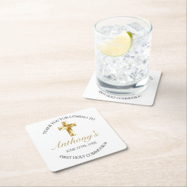 Elegant Gold First Heilige Communie Hartelijk dank Kartonnen Onderzetters