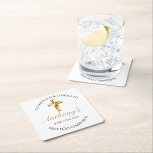 Elegant Gold First Heilige Communie Hartelijk dank Kartonnen Onderzetters
