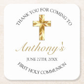 Elegant Gold First Heilige Communie Hartelijk dank Kartonnen Onderzetters (Voorkant)