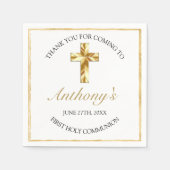 Elegant Gold First Heilige Communie Hartelijk dank Servet (Voorkant)