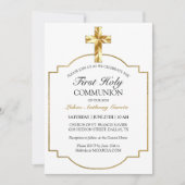 Elegant Gold First Heilige Communie Kaart (Voorkant)