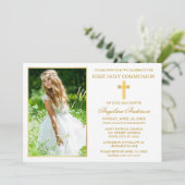 Elegant Gold First Holy Communion Photo Kaart (Staand voorkant)