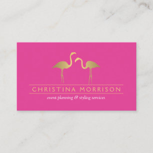 Elegant Gold Flamingos Event Planner Pink Visitekaartje