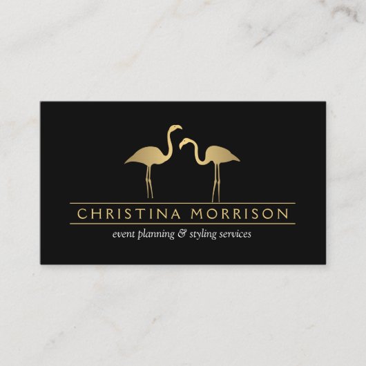 Elegant Gold Flamingos Event Planner Visitekaartje (Voorkant)