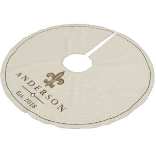 Elegant Gold Fleur de Lis en Taupe Gepersonalise Kerstboom Rok