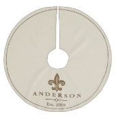 Elegant Gold Fleur de Lis en Taupe | Gepersonalise Kerstboom Rok (Voorkant)